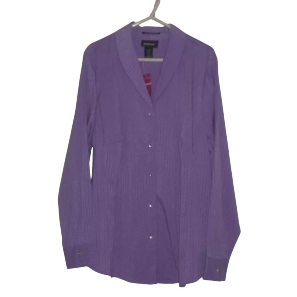NWT Avenue Stretch Button Down Classic Fit Lavender Shirt Size 18/20 Long Sleeve